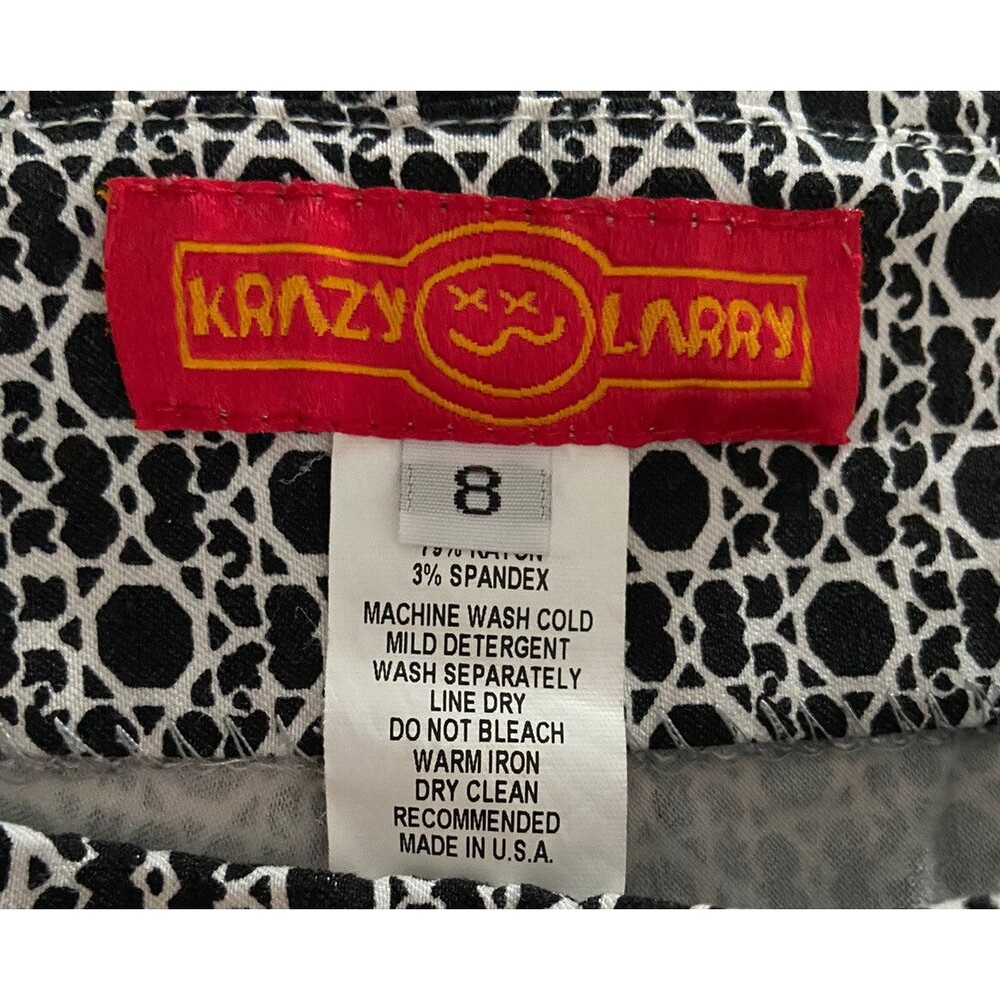 Krazy Larry Womens Pull On Pants Size 8 Black Geometric Artsy Tummy Control Slim - Picture 5 of 10